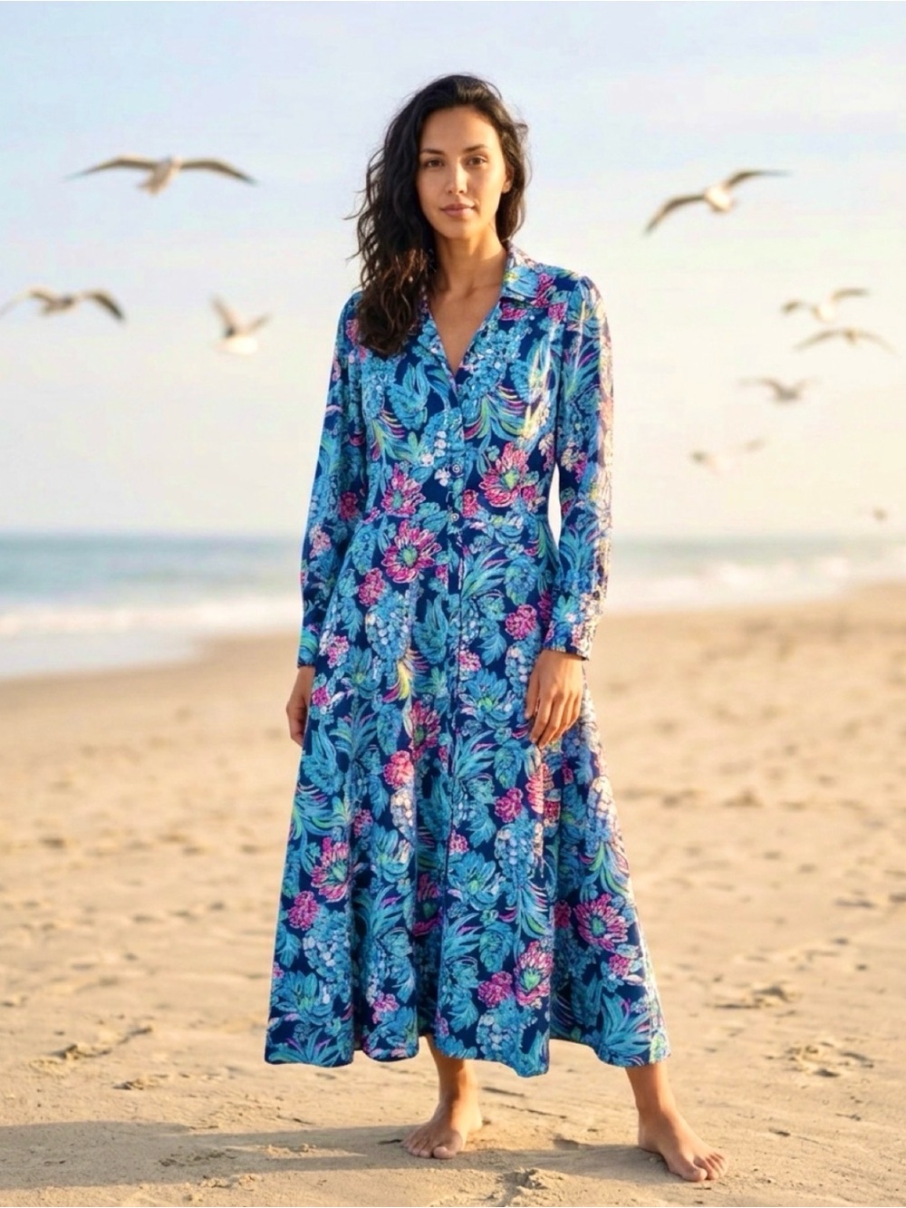 NWT Lilly Pulitzer Floral Long Sleeve Dress